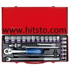 Набор головок 1/2" 24 ед. 6-ти гранн. (трещетка с резиновой ручкой)